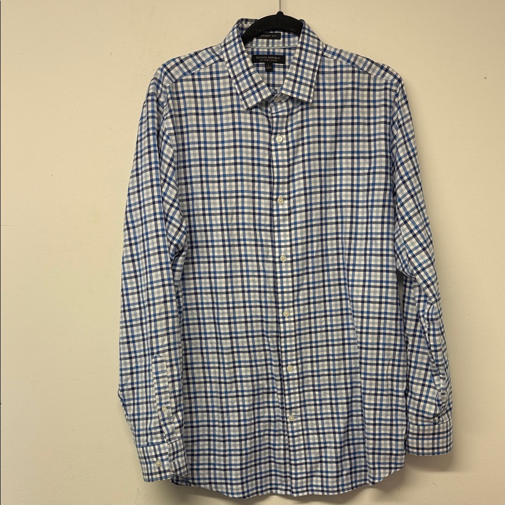 Banana Republic Blue and White Checkered Shirt